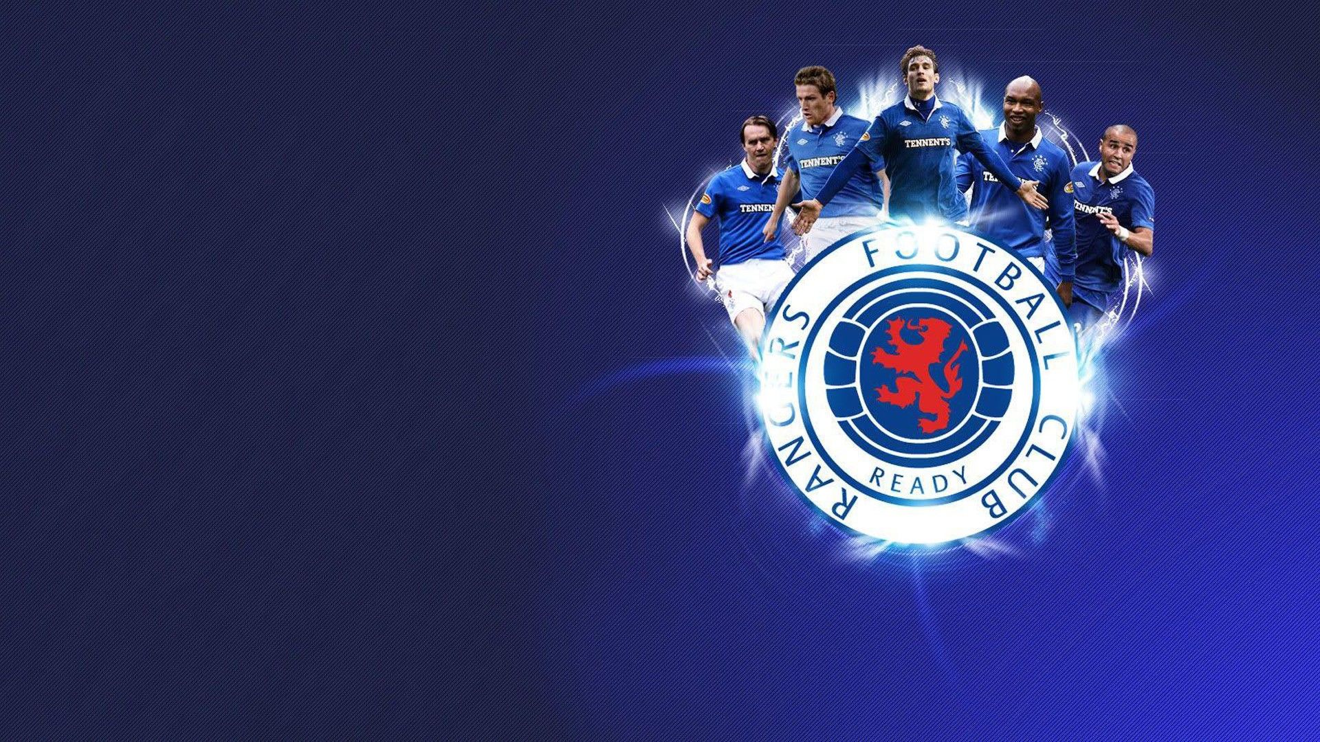 Rangers FC Logo With Players In Blue