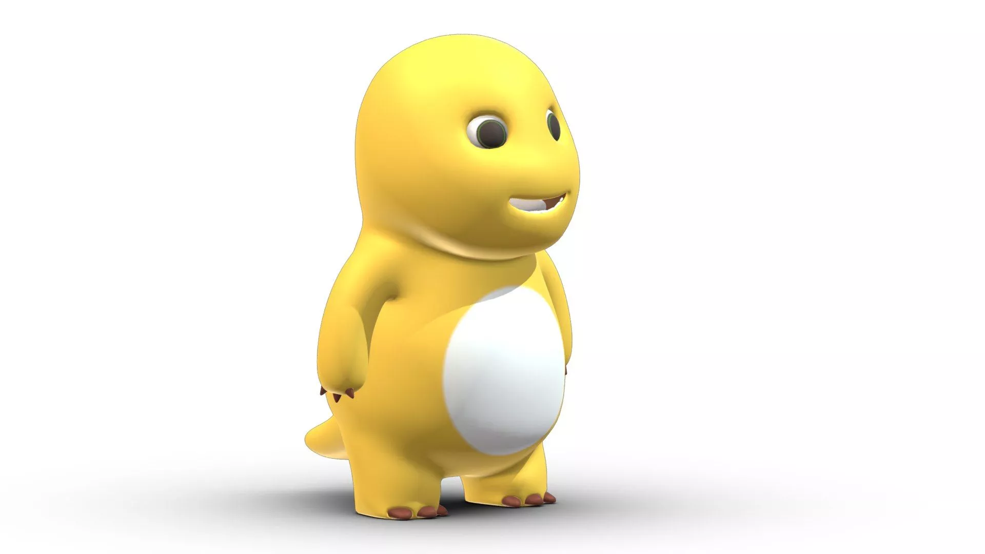 3D Chubby Yellow Dinosaur Cartoon Low