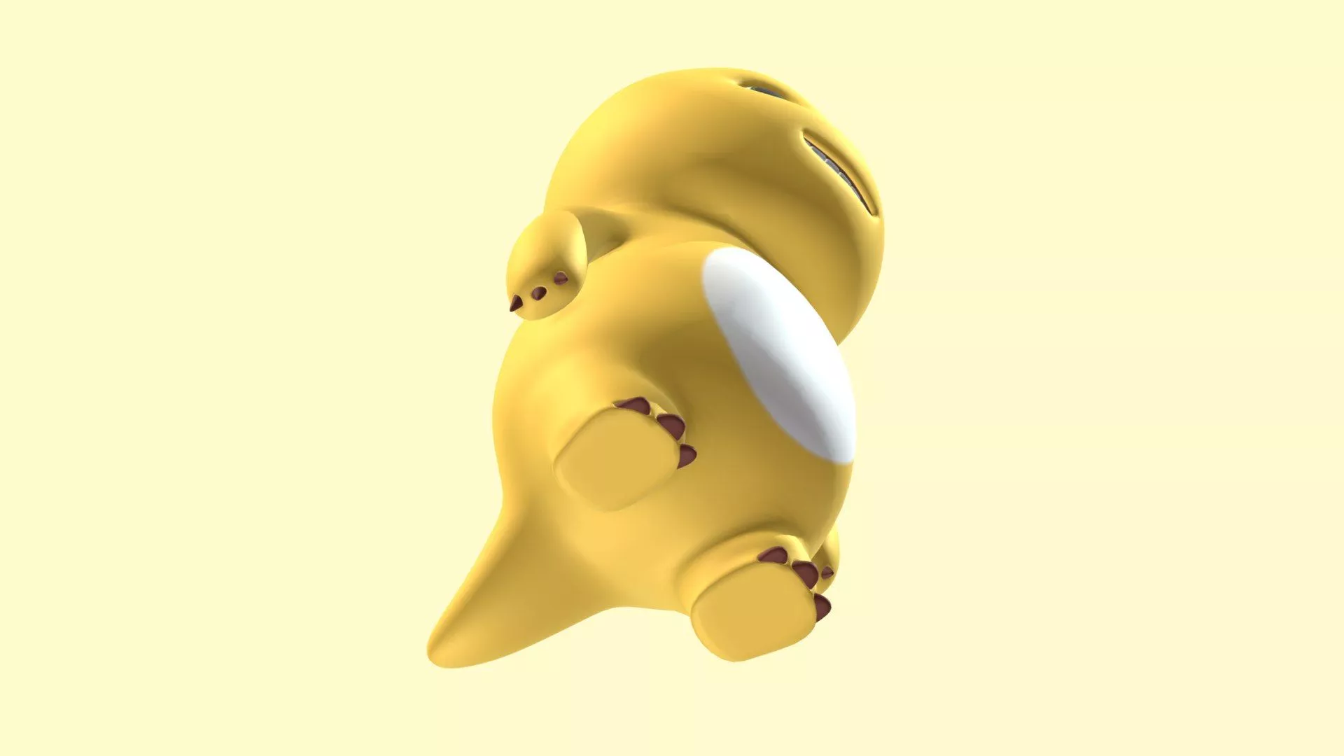 3D Chubby Yellow Dinosaur Cartoon Low