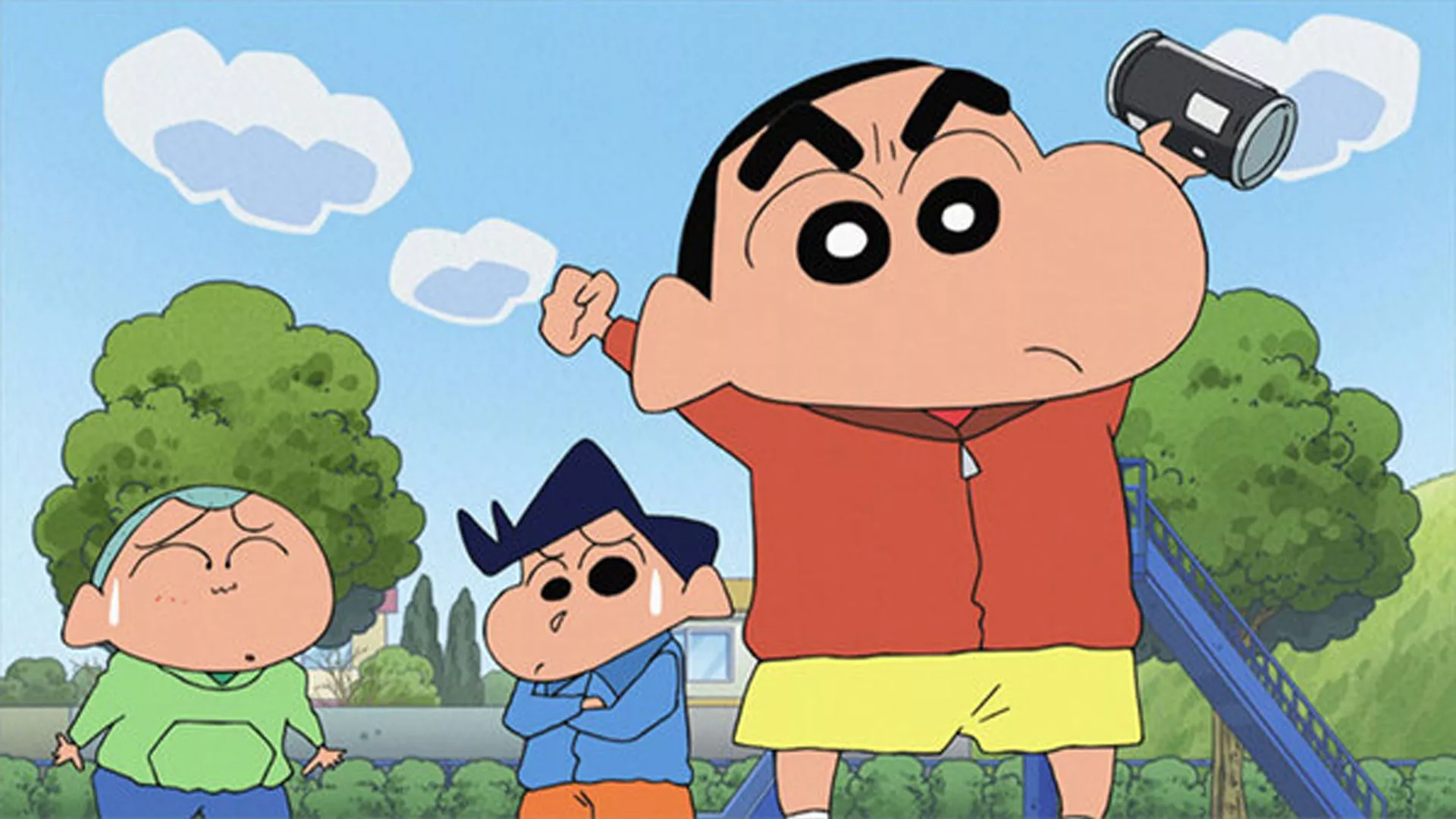 Shinchan With Friends In Sky Background