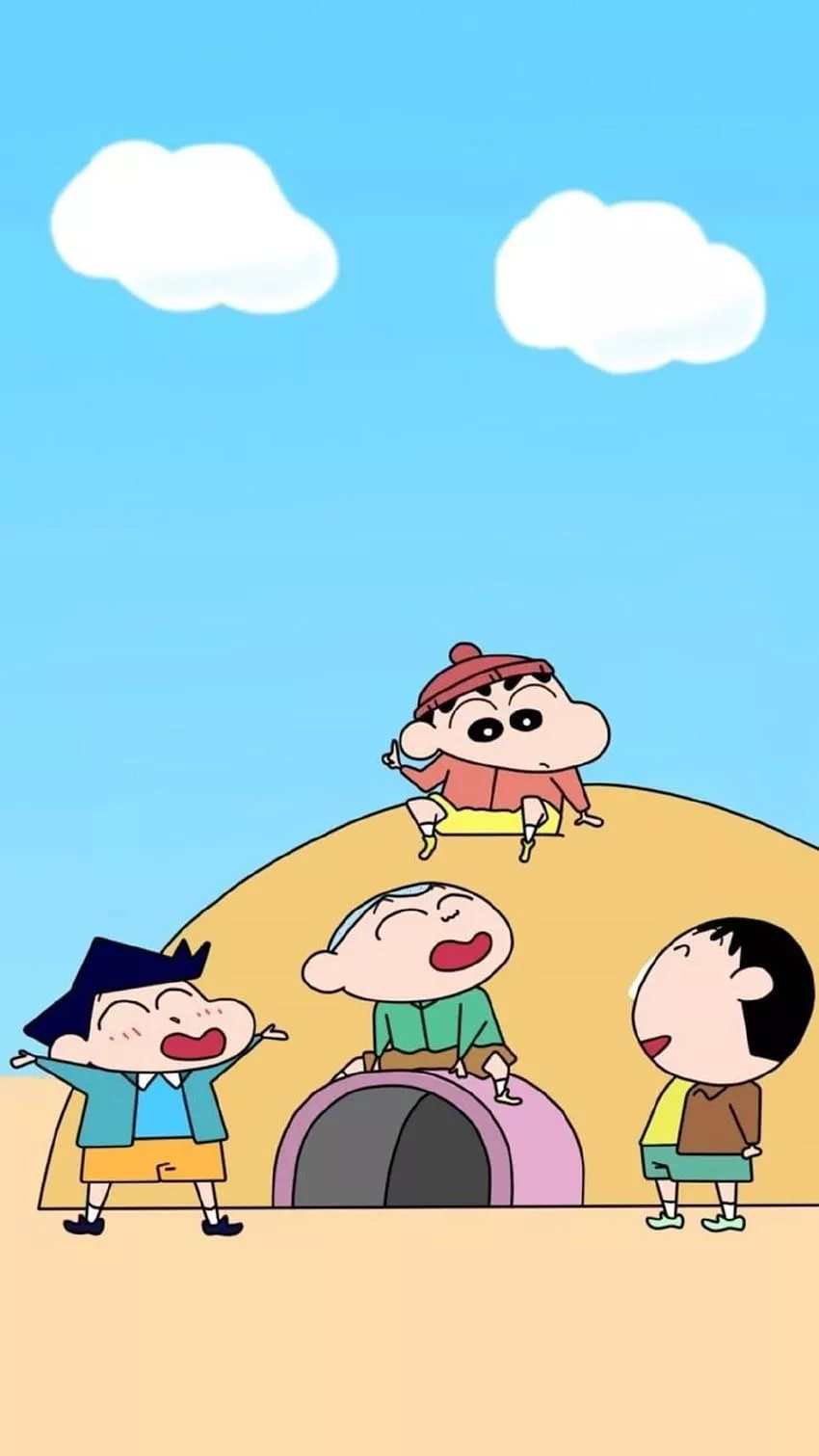 Shinchan friends, cloud, sky, funny
