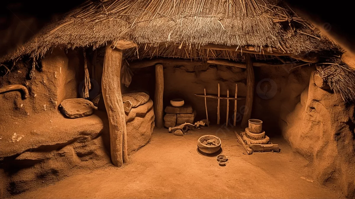 An Old Hut Or Cave With Stuff Inside