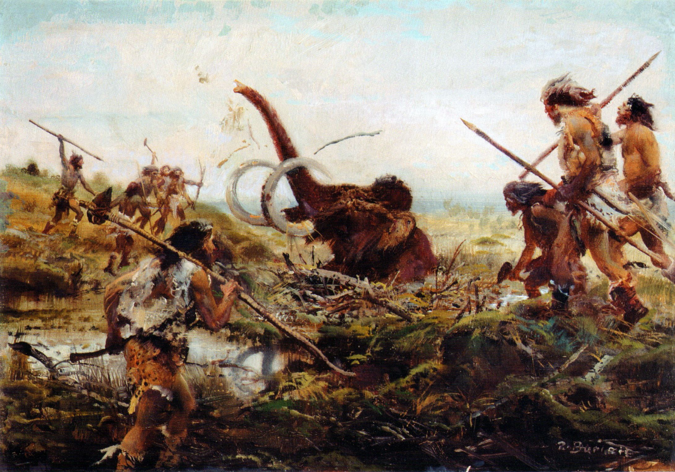 Wallpaper Zdenek Burian Mammoth hunt