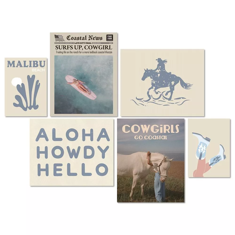 Coastal Cowgirl Canvas Wall Art 6PCS