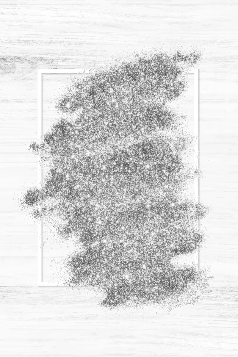 Silver glitter white frame gray