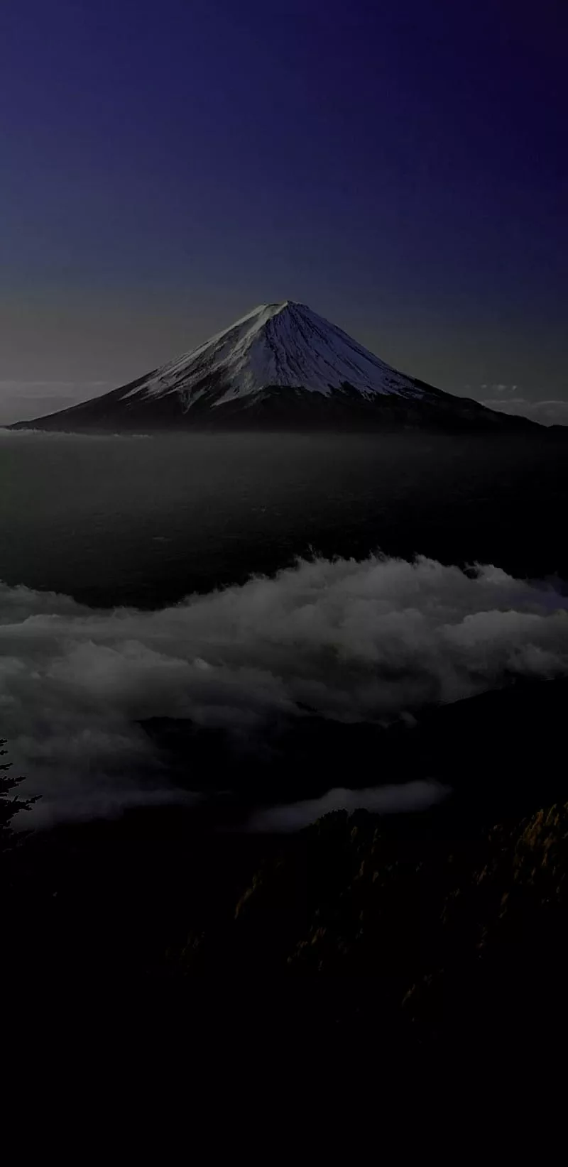 Fuji Night, dark, mountain, japan