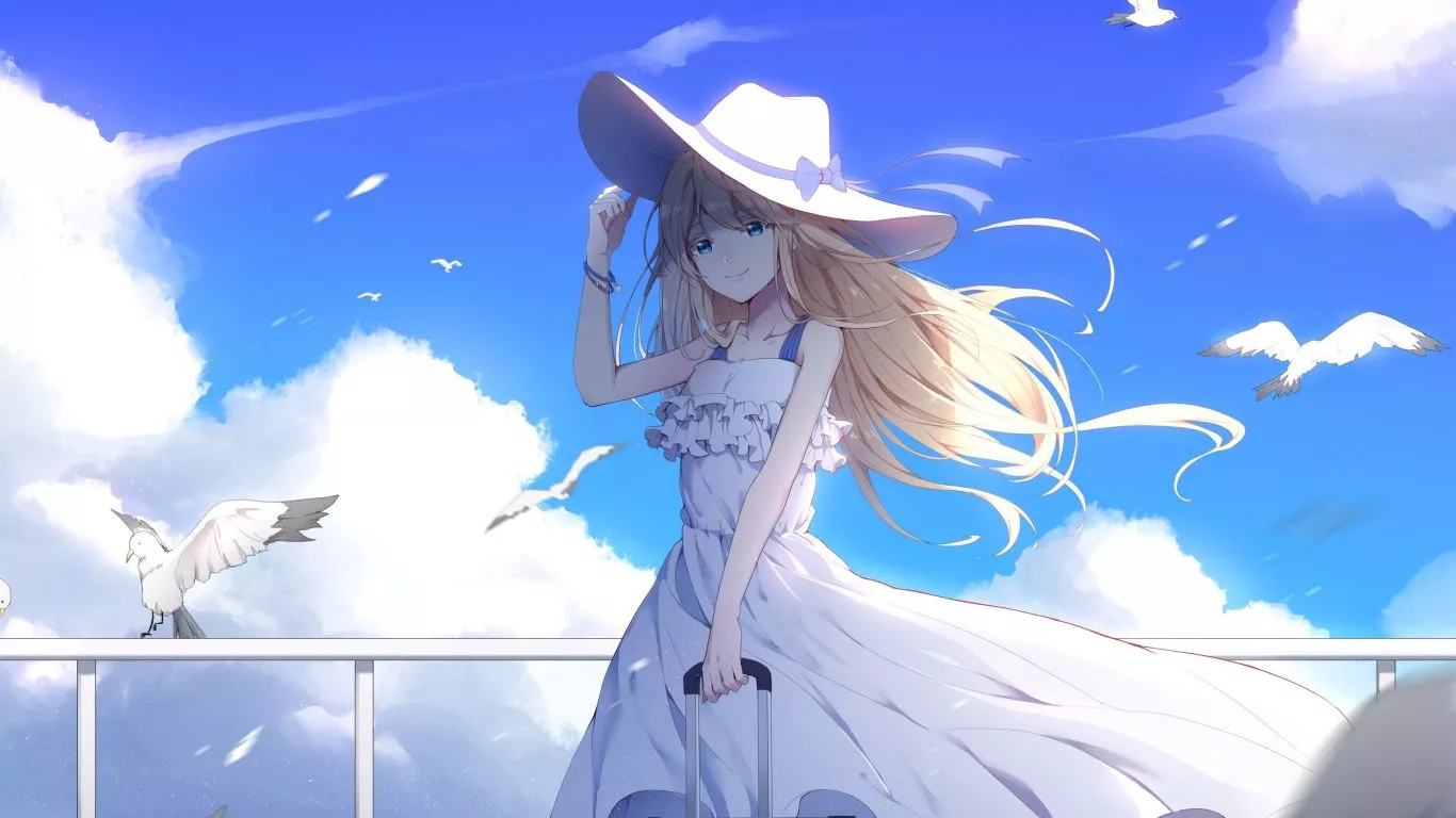 Download wallpaper 1366x768 anime girl