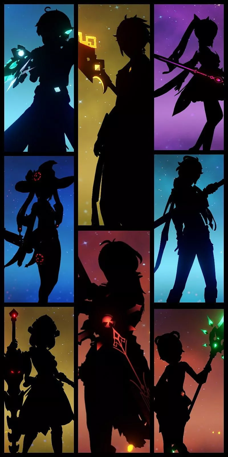 Genshin Silhouette, black, HD phone