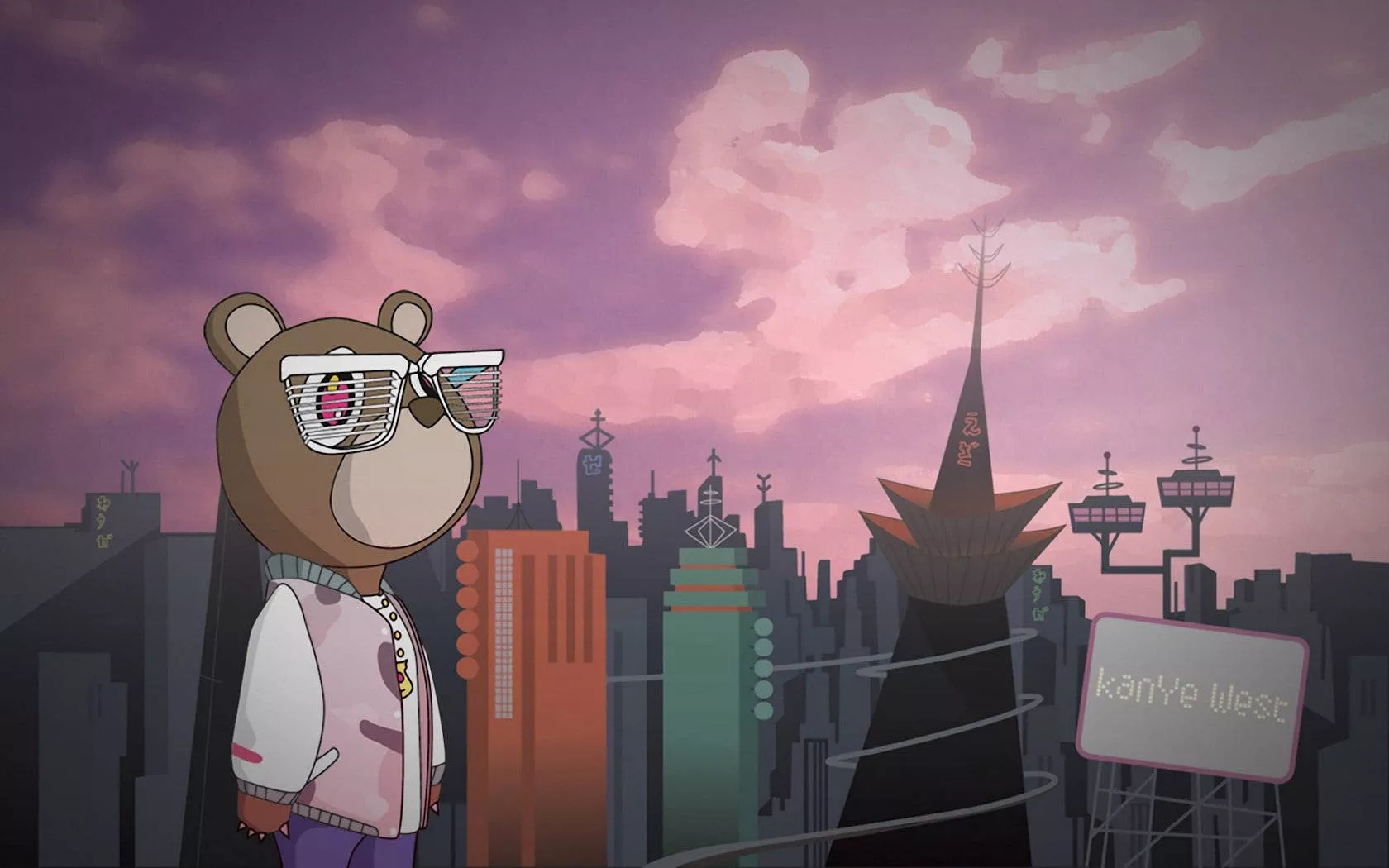 Kanye West Bear Pink Aesthetic City