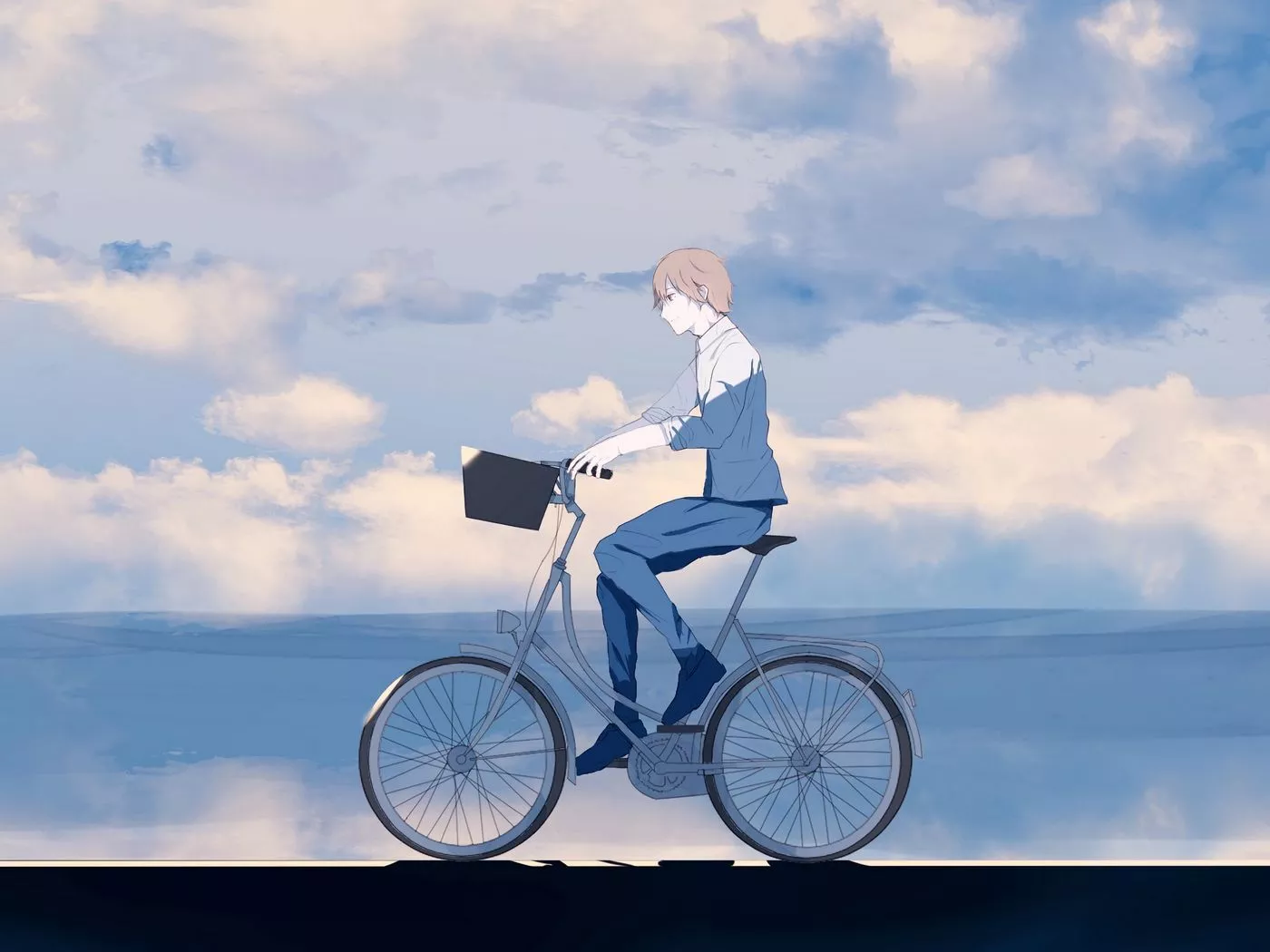 Download wallpaper 1400x1050 guy, bike