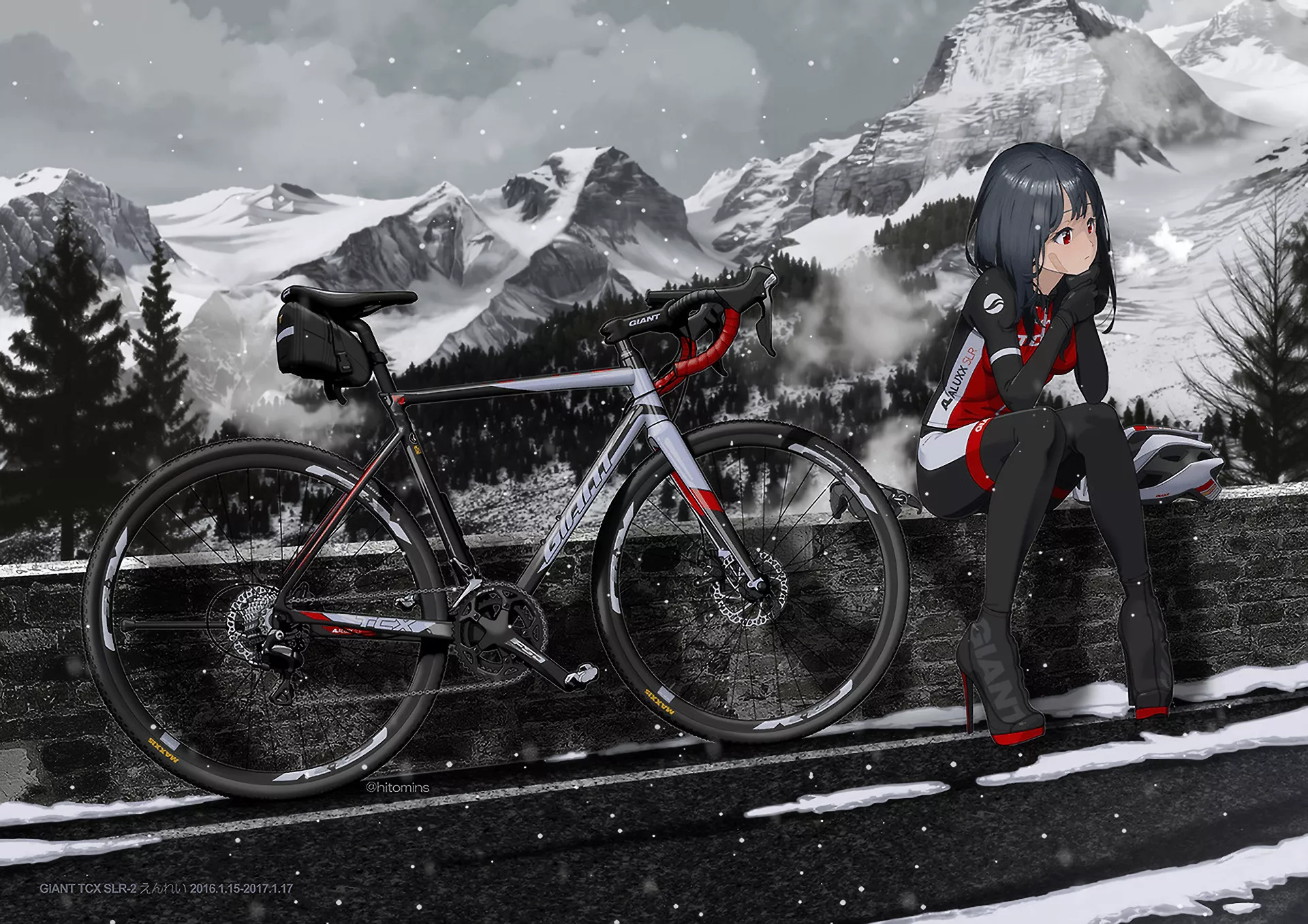 Anime Winter Cycling HD Wallpaper