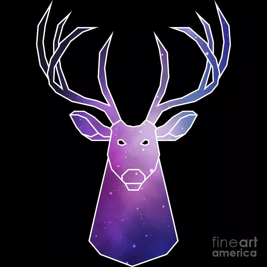 Geometric Stag Low Poly Galaxy Deer