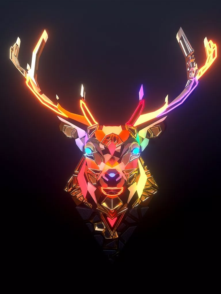 Deer Wallpaper 4K, Neon, Colorful