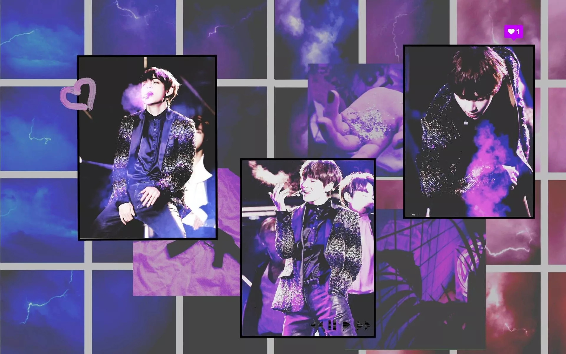 Bts V Collage Purple Aesthetic