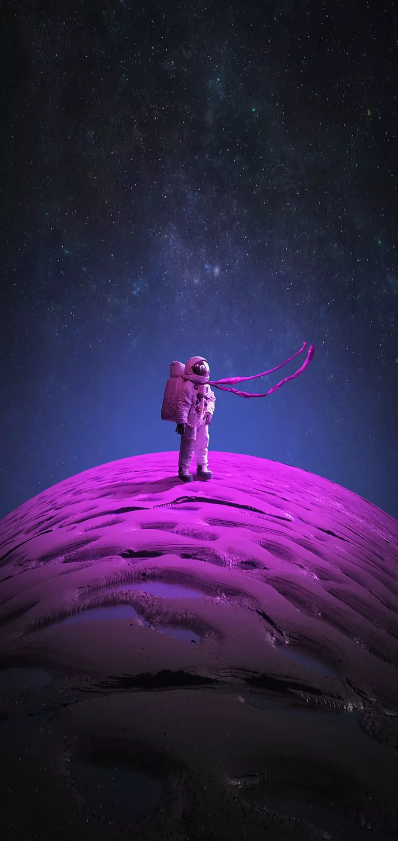 Space astronaut, galaxy, pink, planet