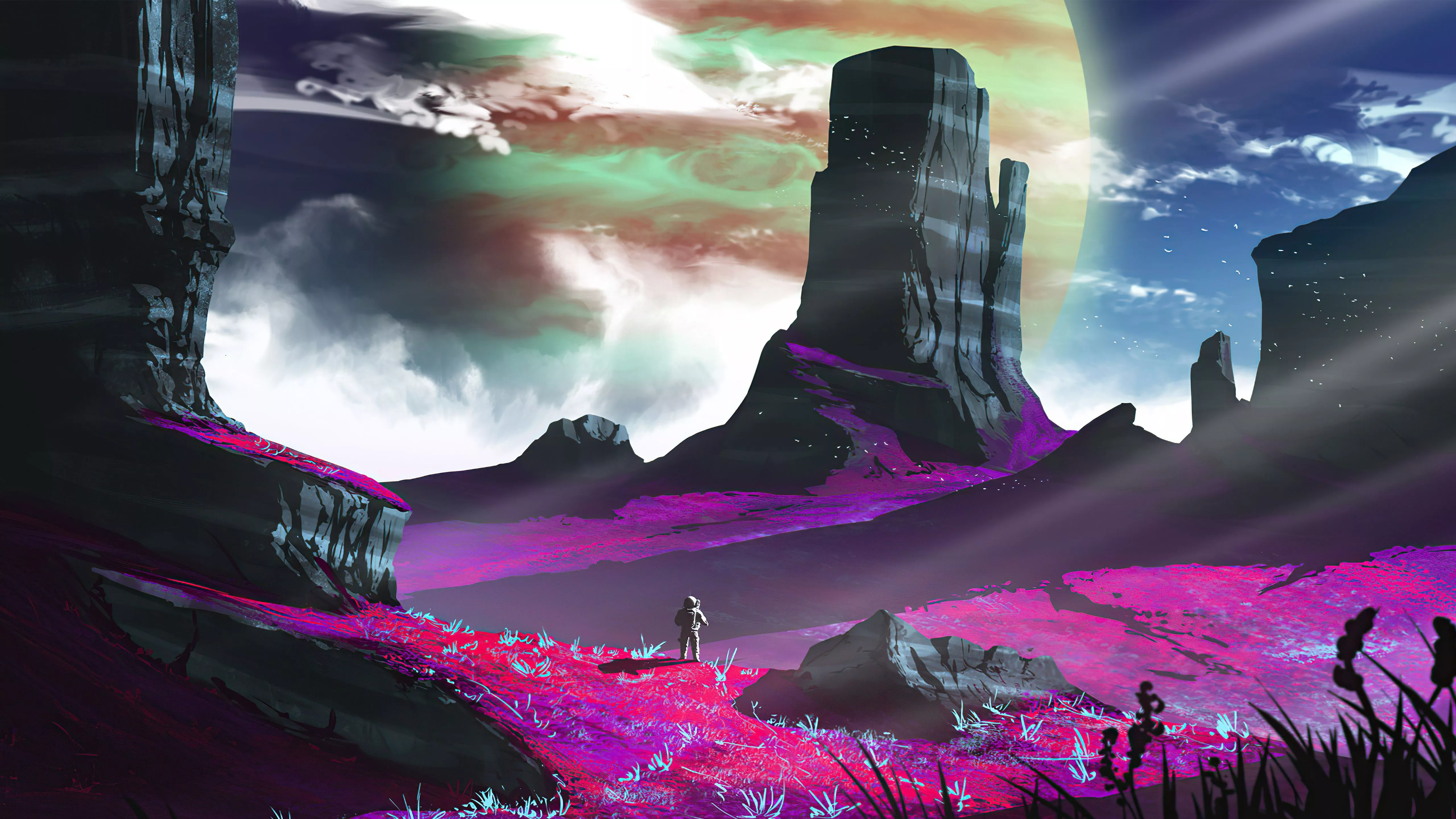 Purple Life Of Astronaut Wallpaper, HD