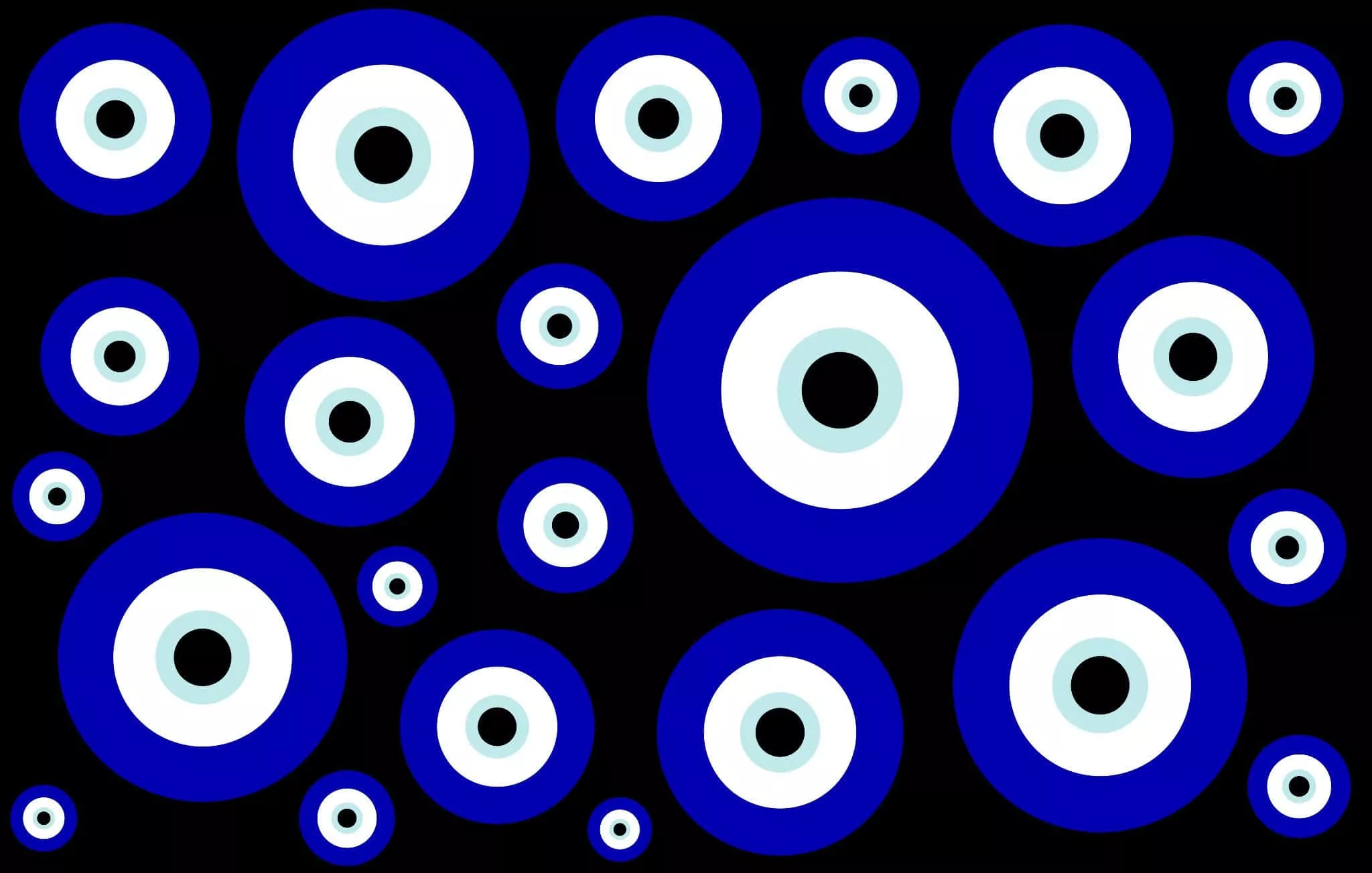 Download A Black Background With Blue And White Evil Eye Circles