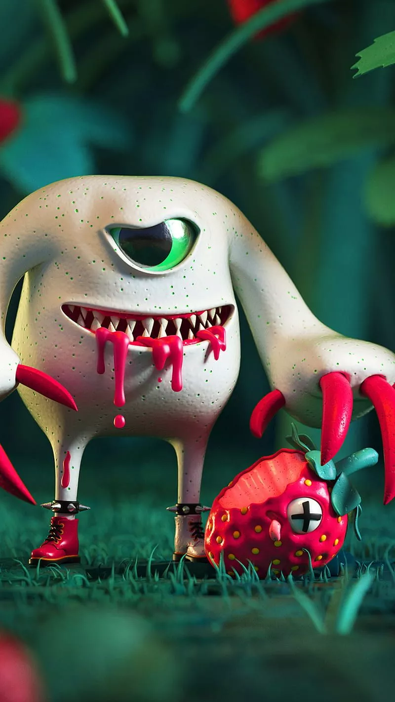 Strawberry Monster, YIPPIEHEY, cartoon