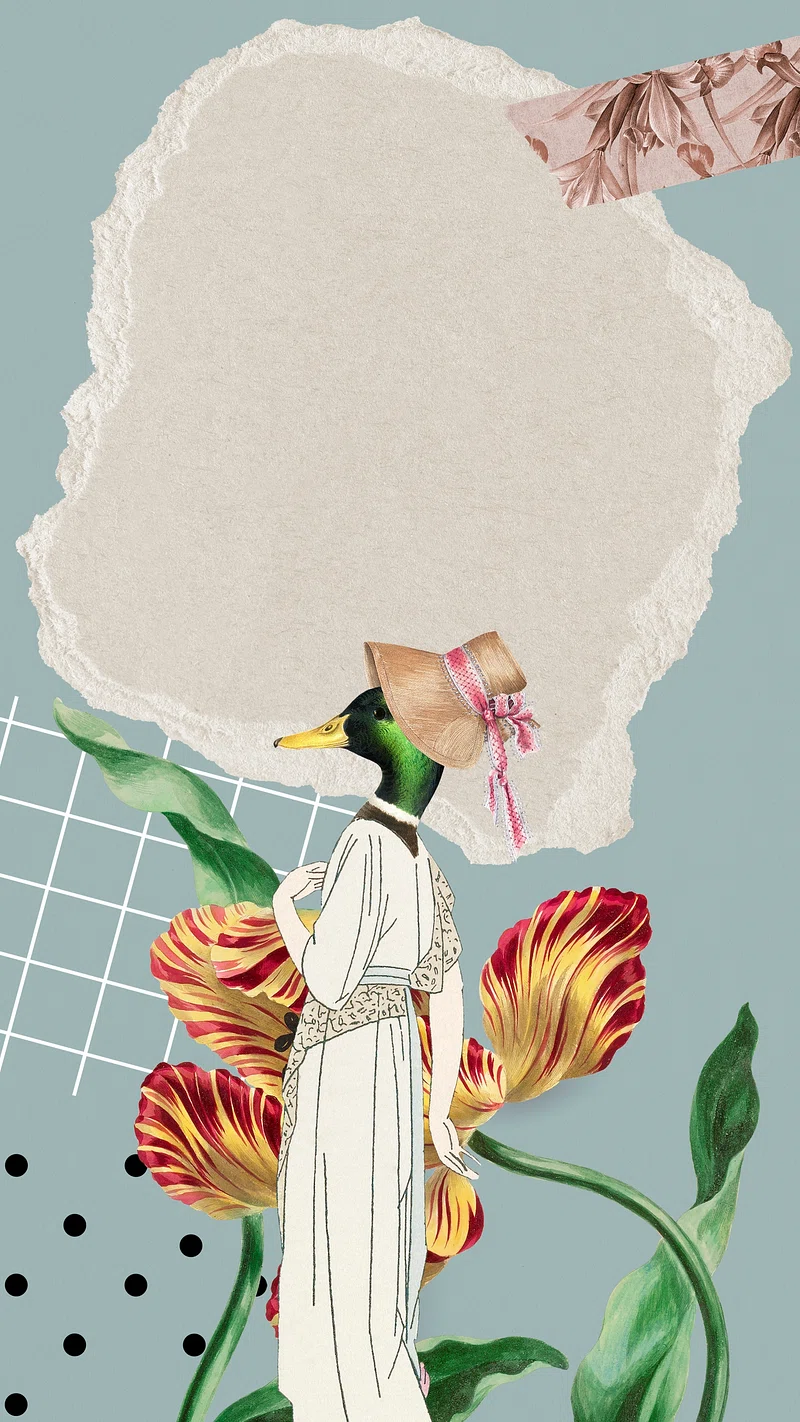 Collage phone wallpaper vintage duck