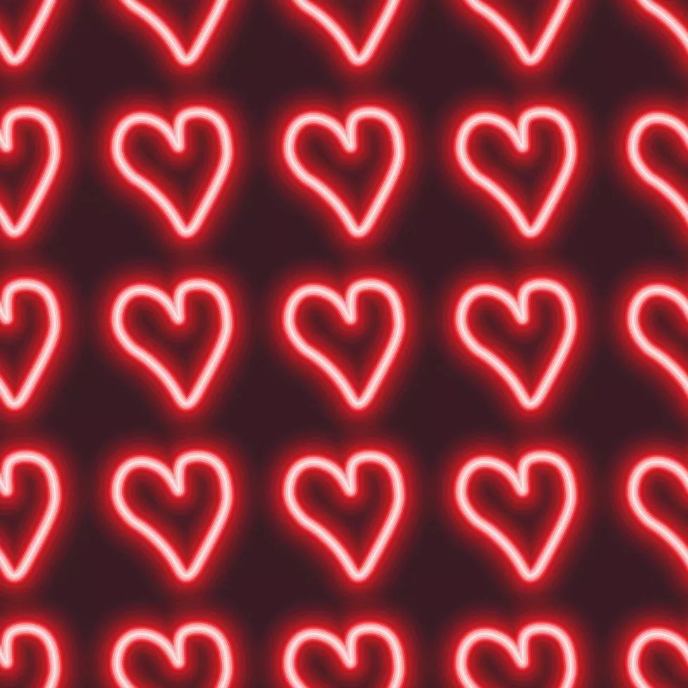 Neon hearts pattern. Valentine's day