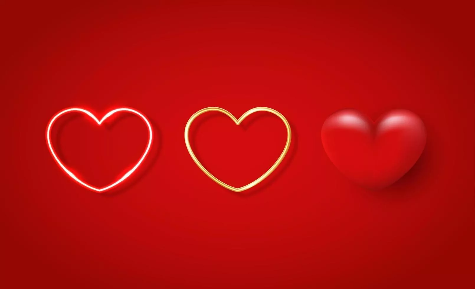 Heart shape, bright heart or neon heart
