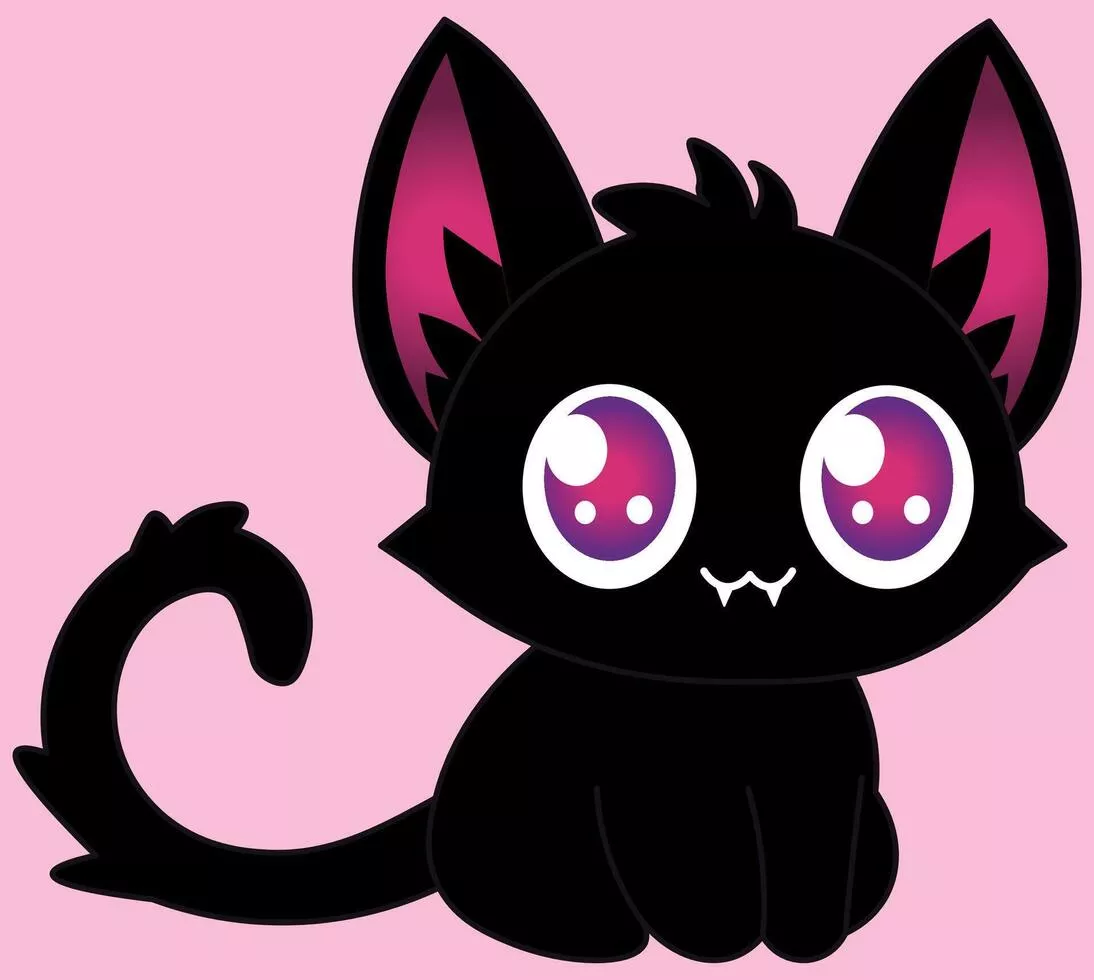 Cute gothic black cat illustration