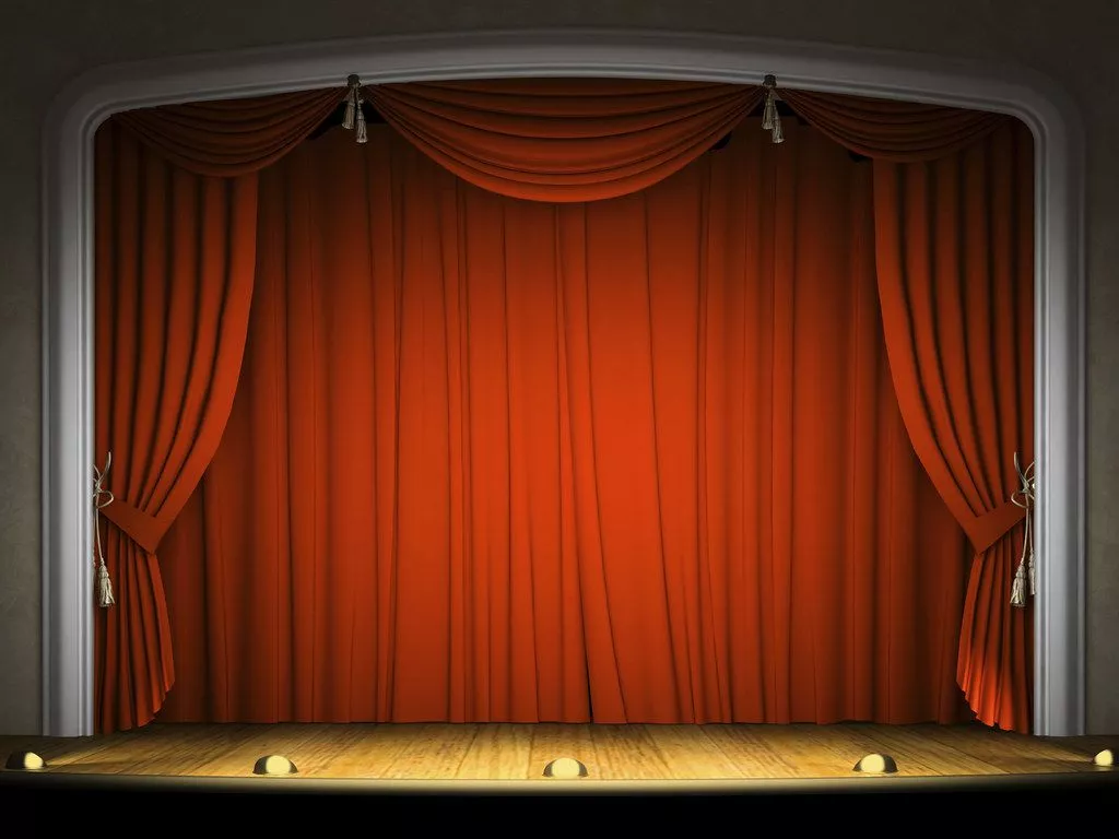 Empty stage with red curtain