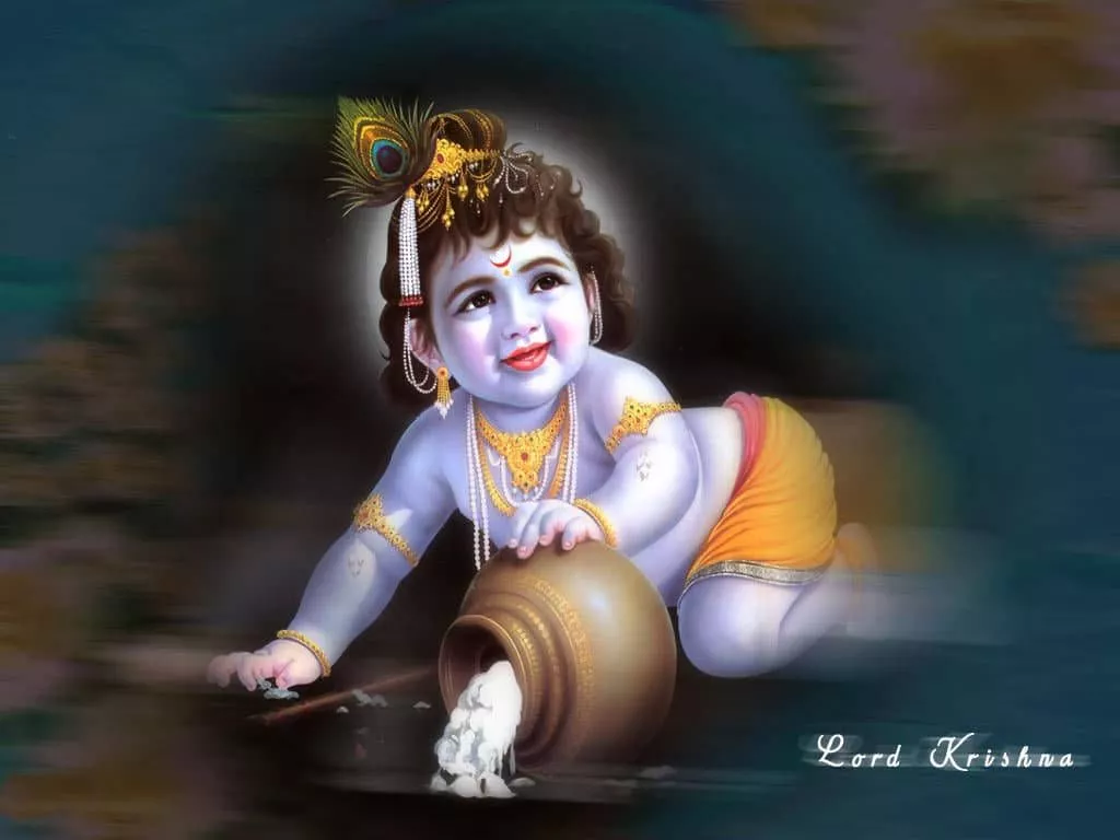 Baby Krishna Ji Spilling Butter