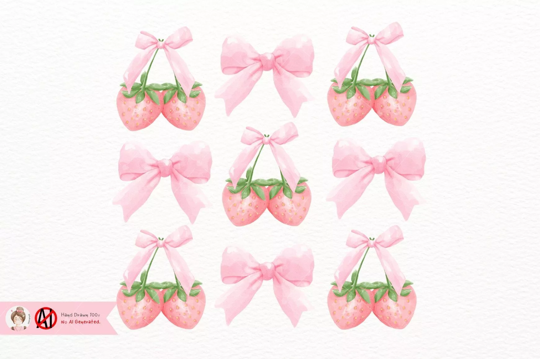 Coquette Strawberry with Pink Bow png
