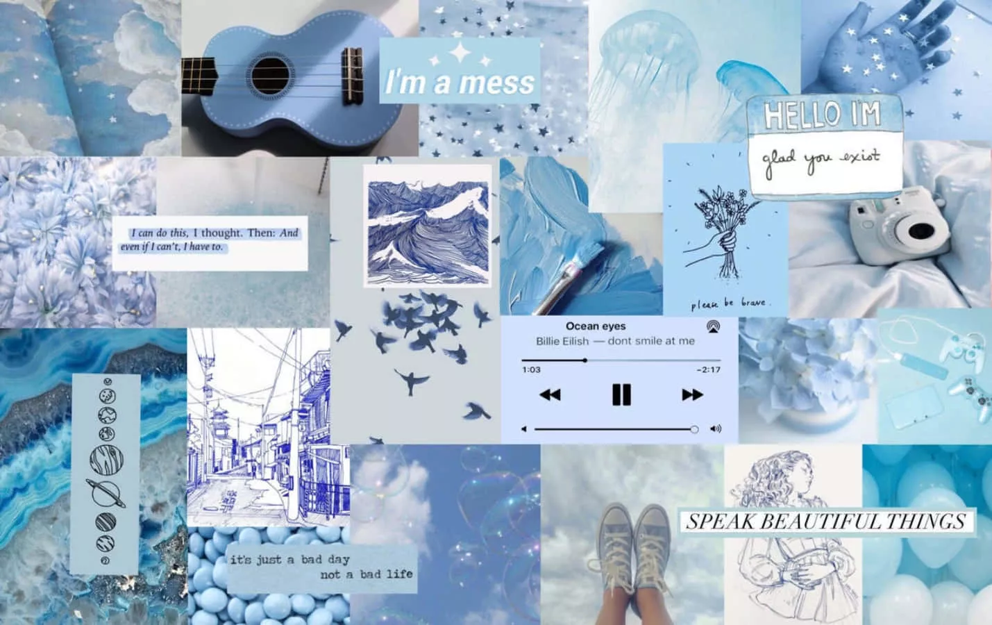 Aesthetic Blue Collage Wallpaper