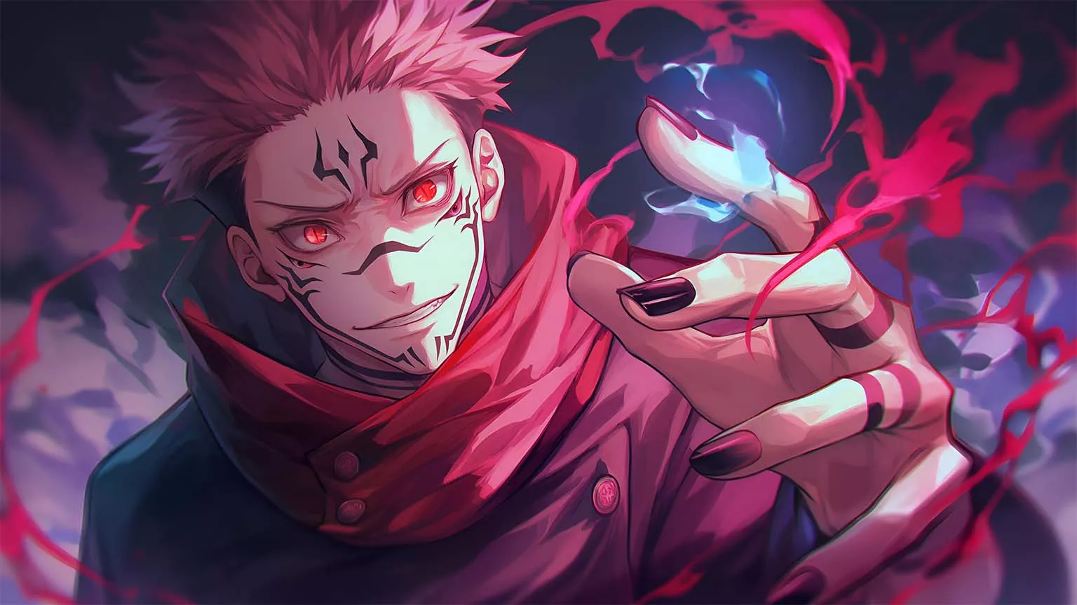 Sukuna Jujutsu Kaisen Scary Red Flames Desktop Wallpaper 4K