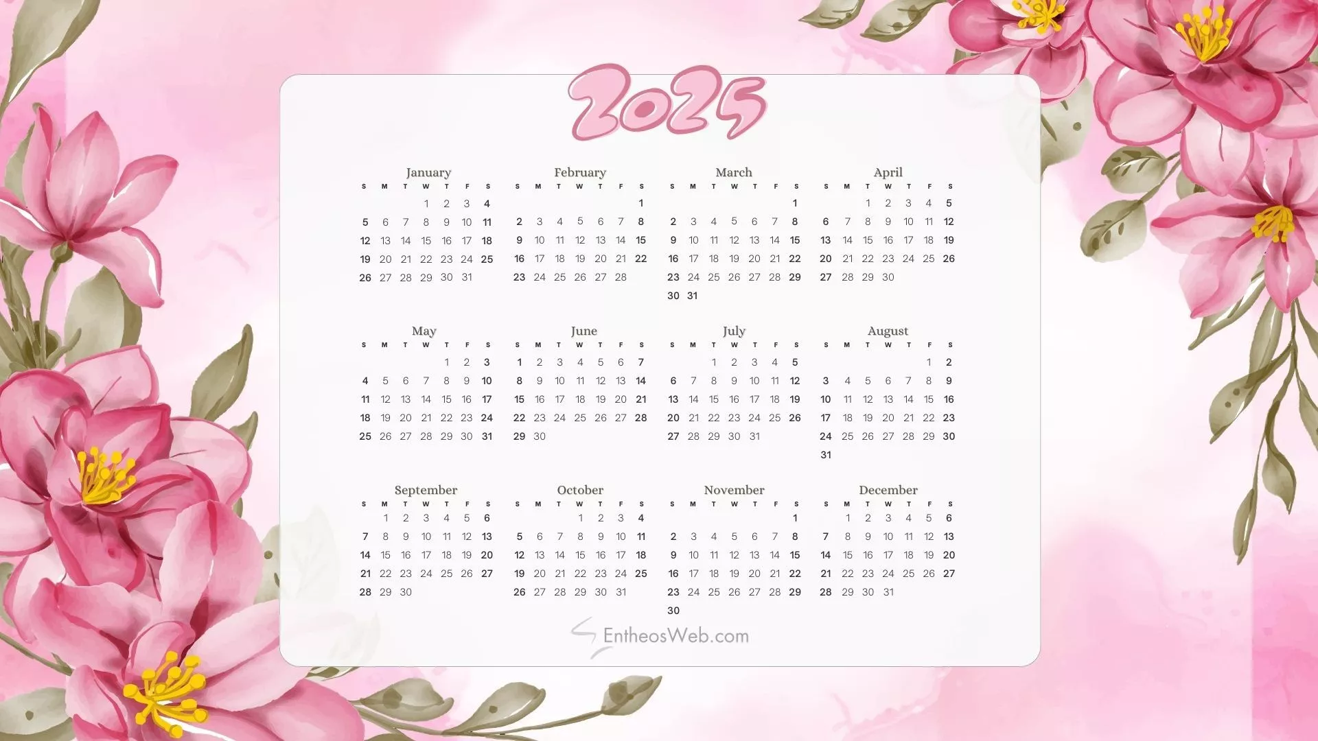 2025 Calendar Wallpaper & PDF