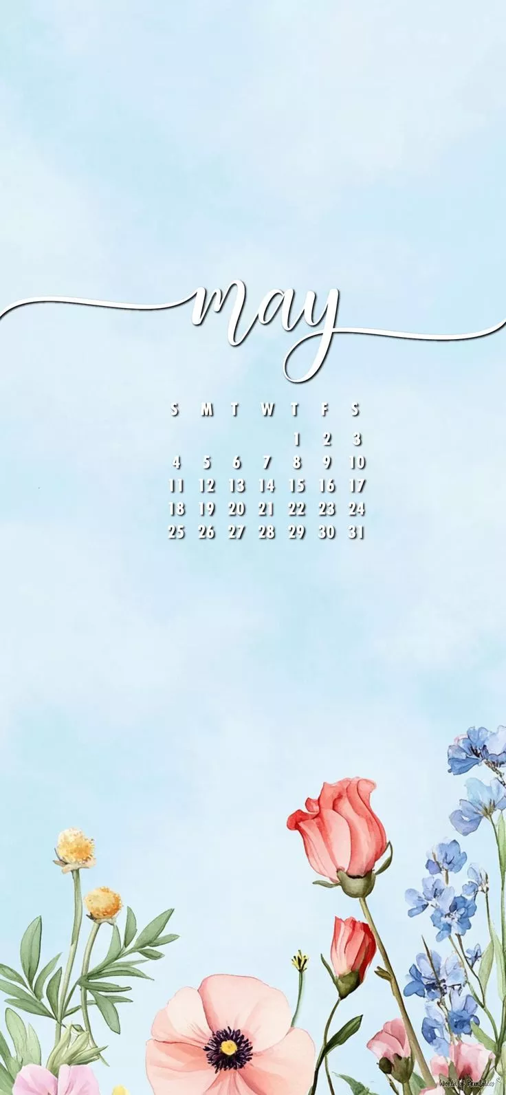 May 2025 Floral Calendar Wallpaper