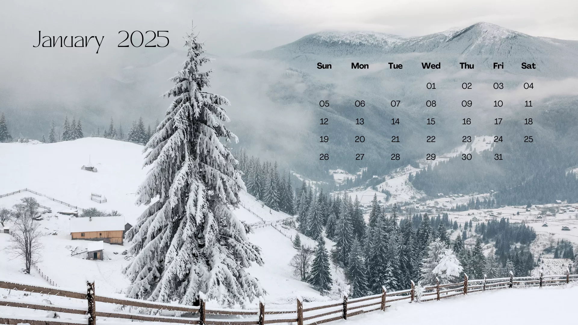 FREE JANUARY 2025 DESKTOP CALENDAR
