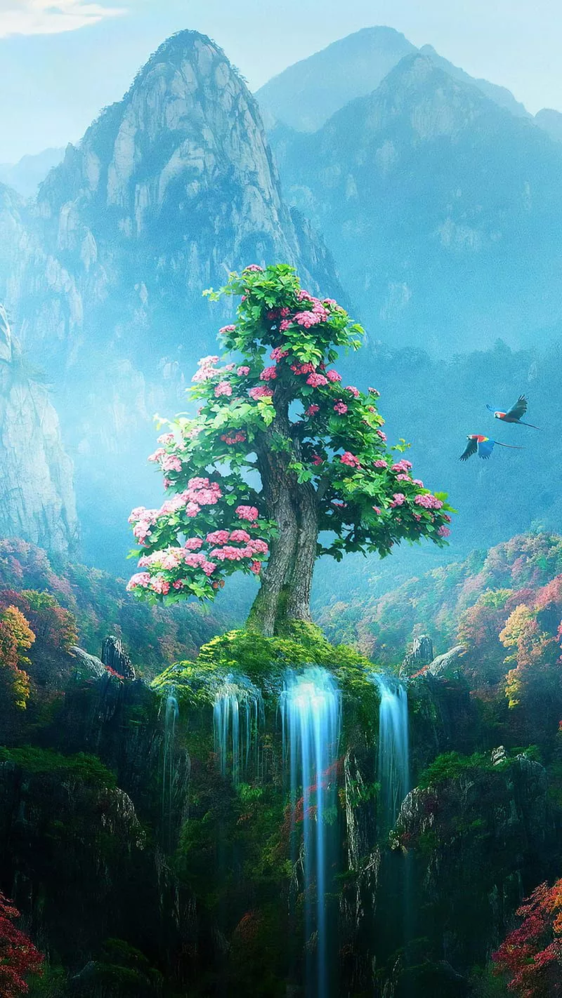 mountain, tree, HD phone wallpaper