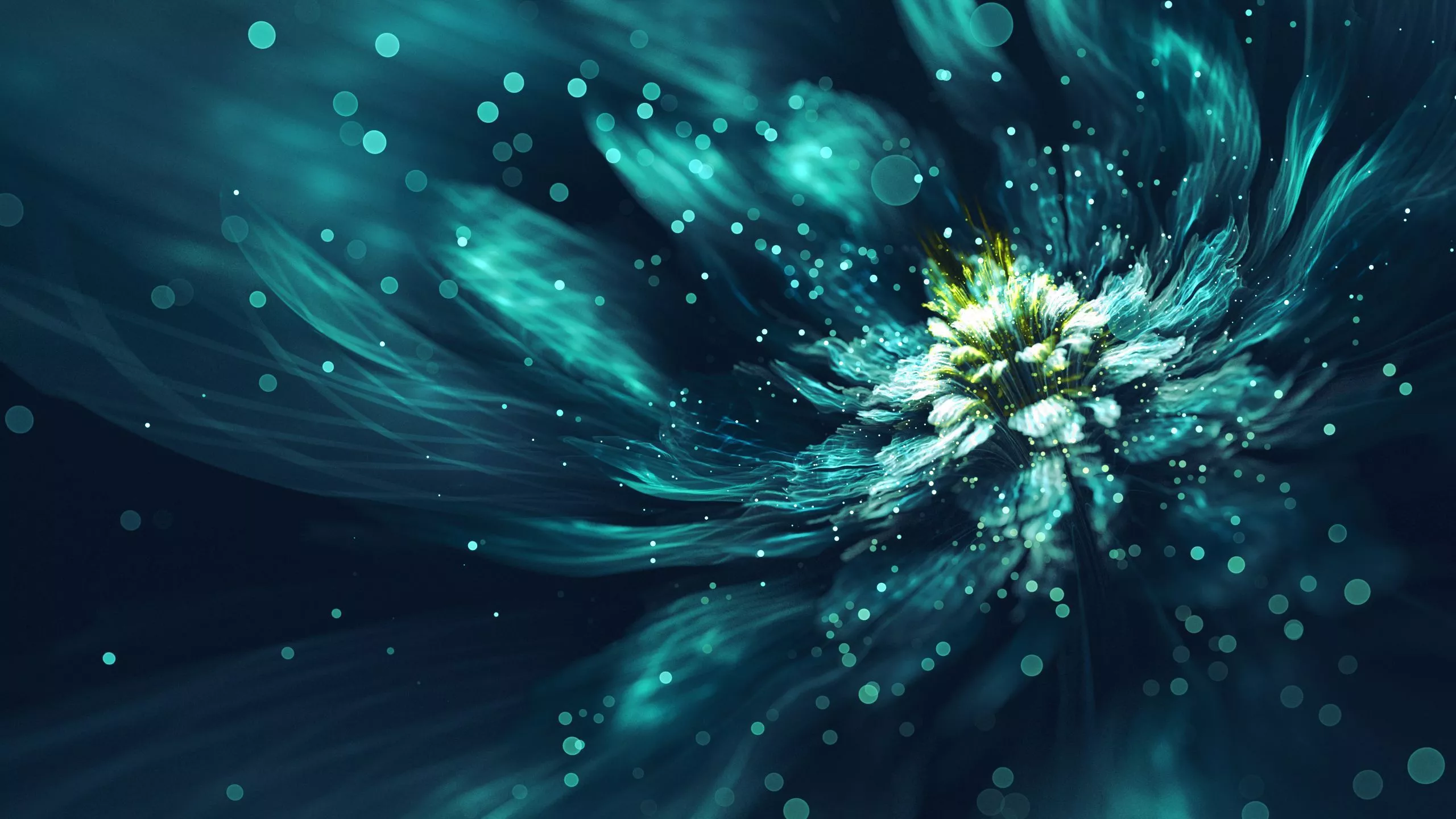 Blue Fractal Flower Wallpaper, HD