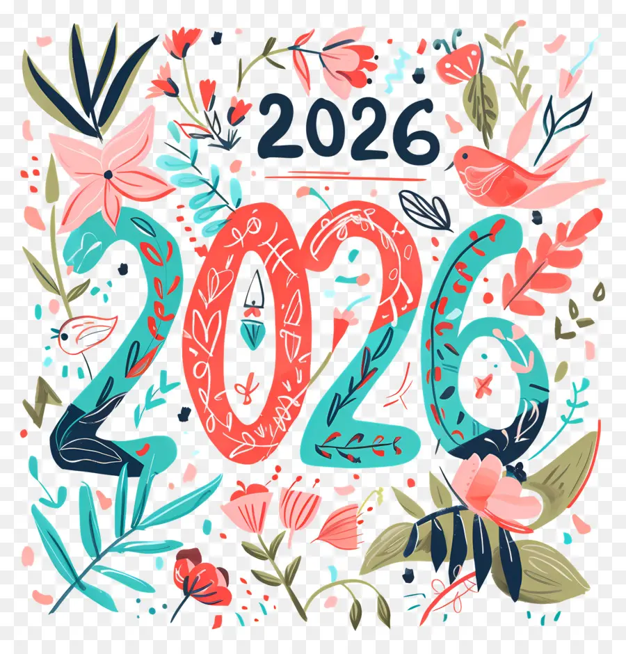 Decorative 2026 with Floral Elements