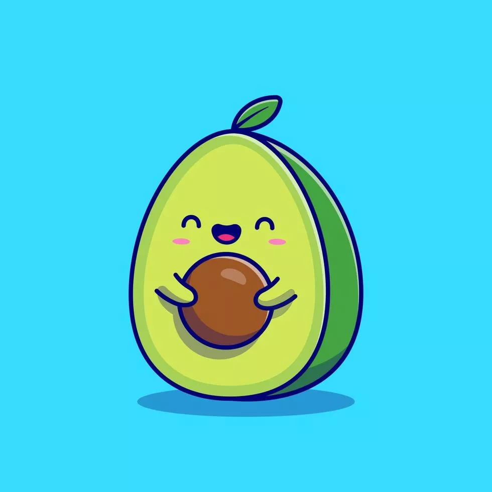 Cute cartoon avocado in vector