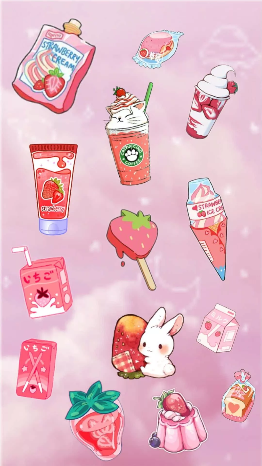 A Pink Background With Various Items On