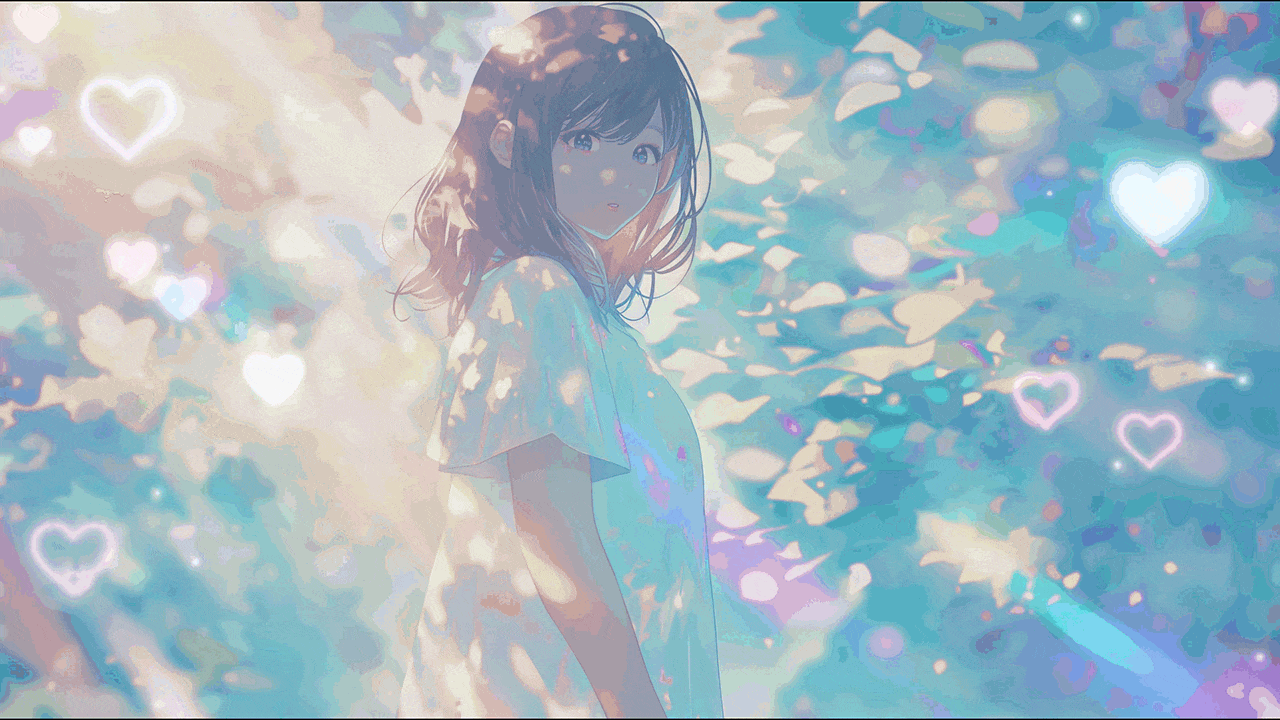 Cute Anime Girl Love Hearts GIF Desktop Wallpaper