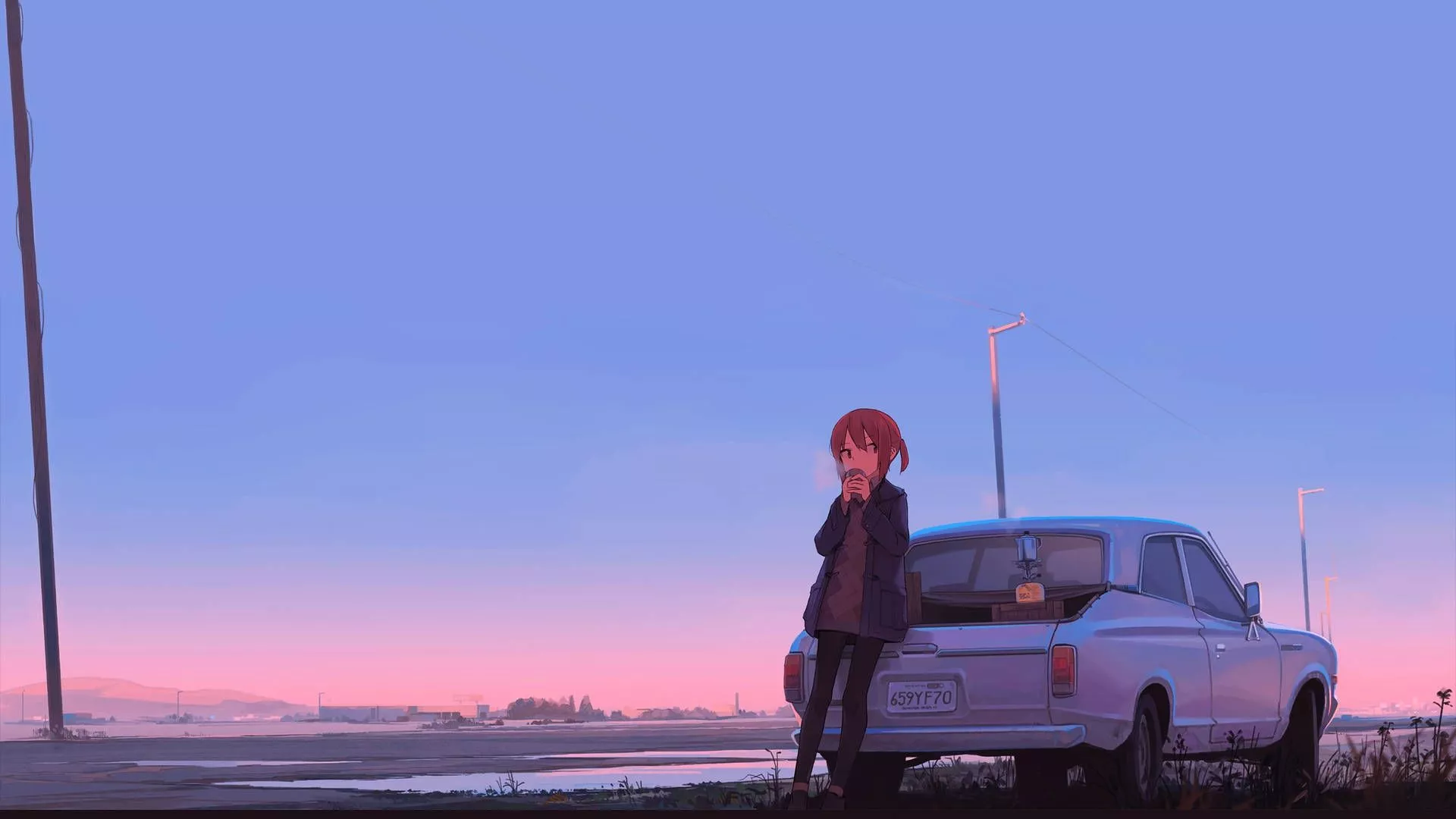 Anime Aesthetic Girl On Car