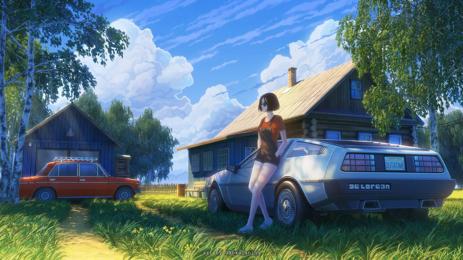 HD desktop wallpaper: Anime, Car, Girl