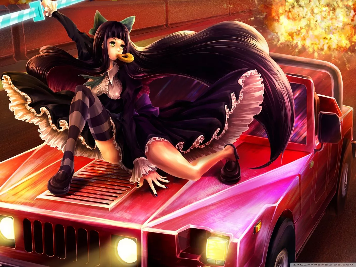 Anime Car Girl Ultra HD Wallpaper
