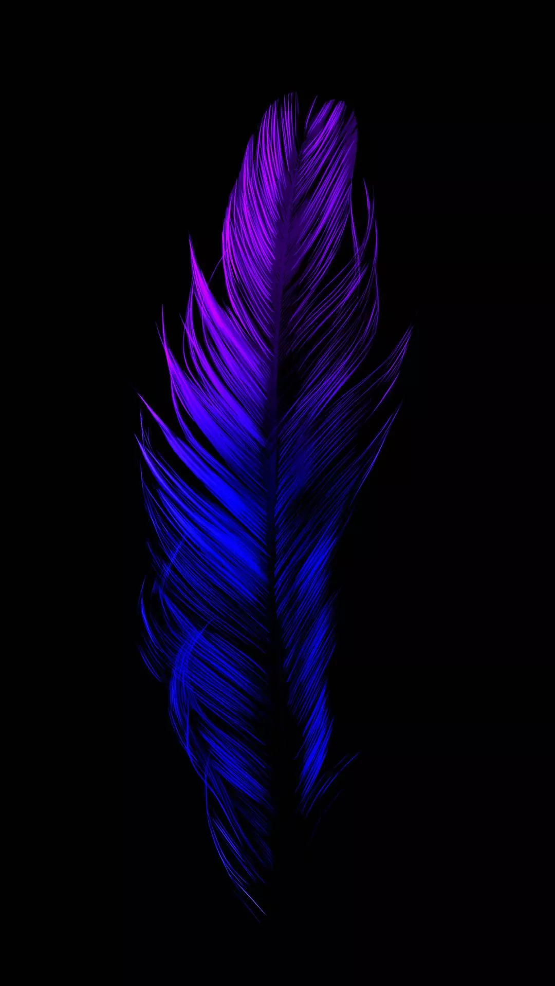 Neon Feather Aesthetic Dark Blue HD