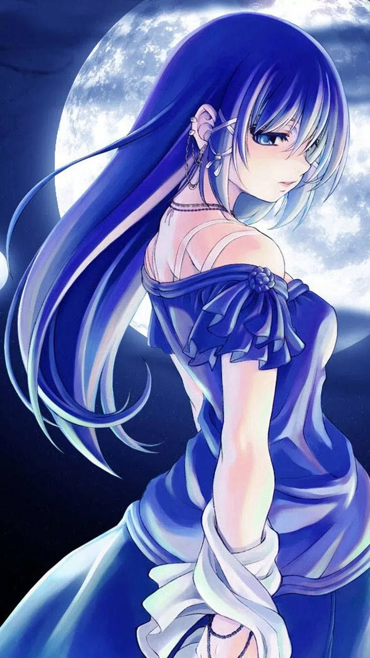 Blue Themed Cute Anime Girl IPhone