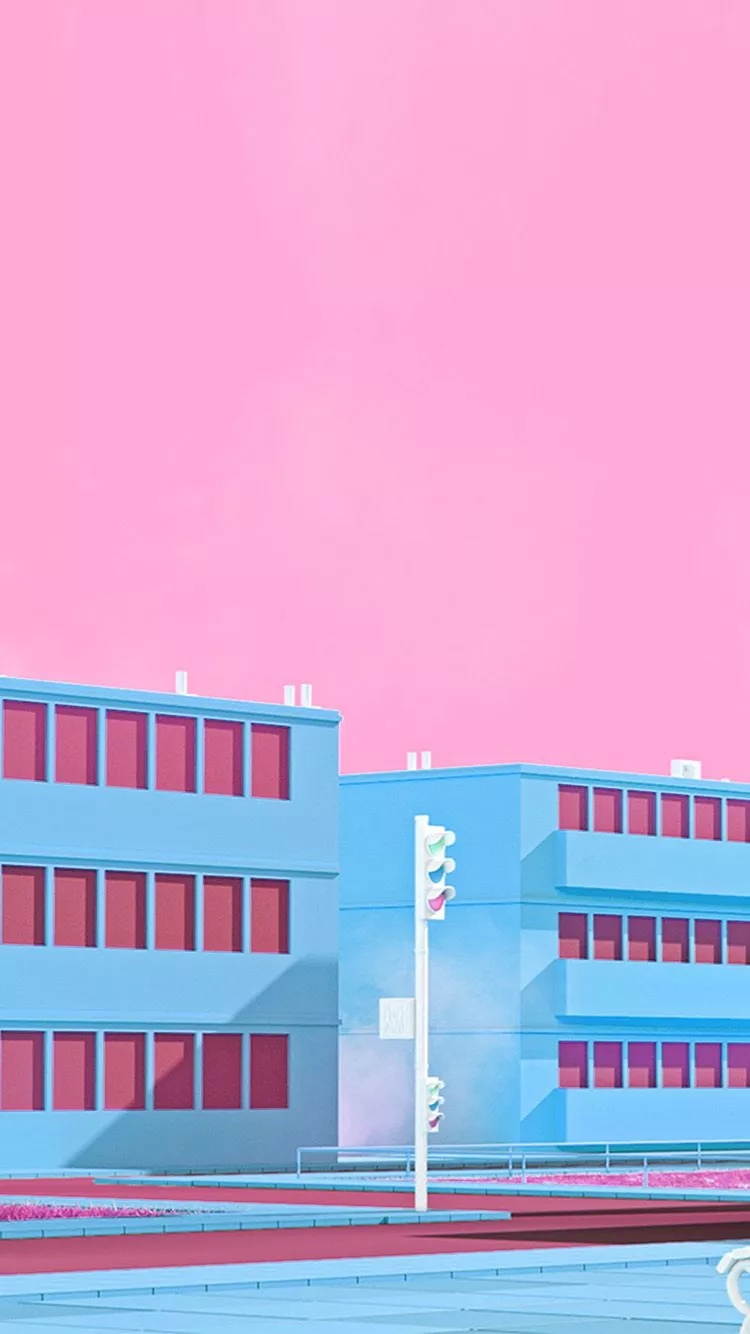 School Anime Illust Blue Minimal