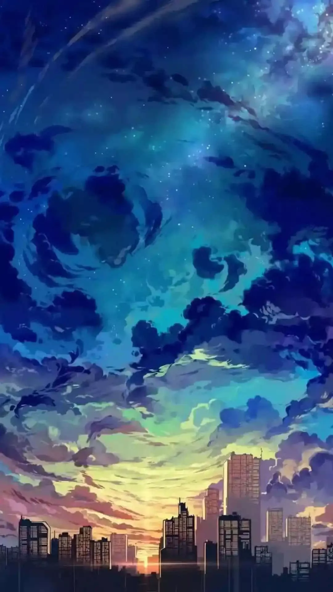vibrant blue Anime world Wallpaper