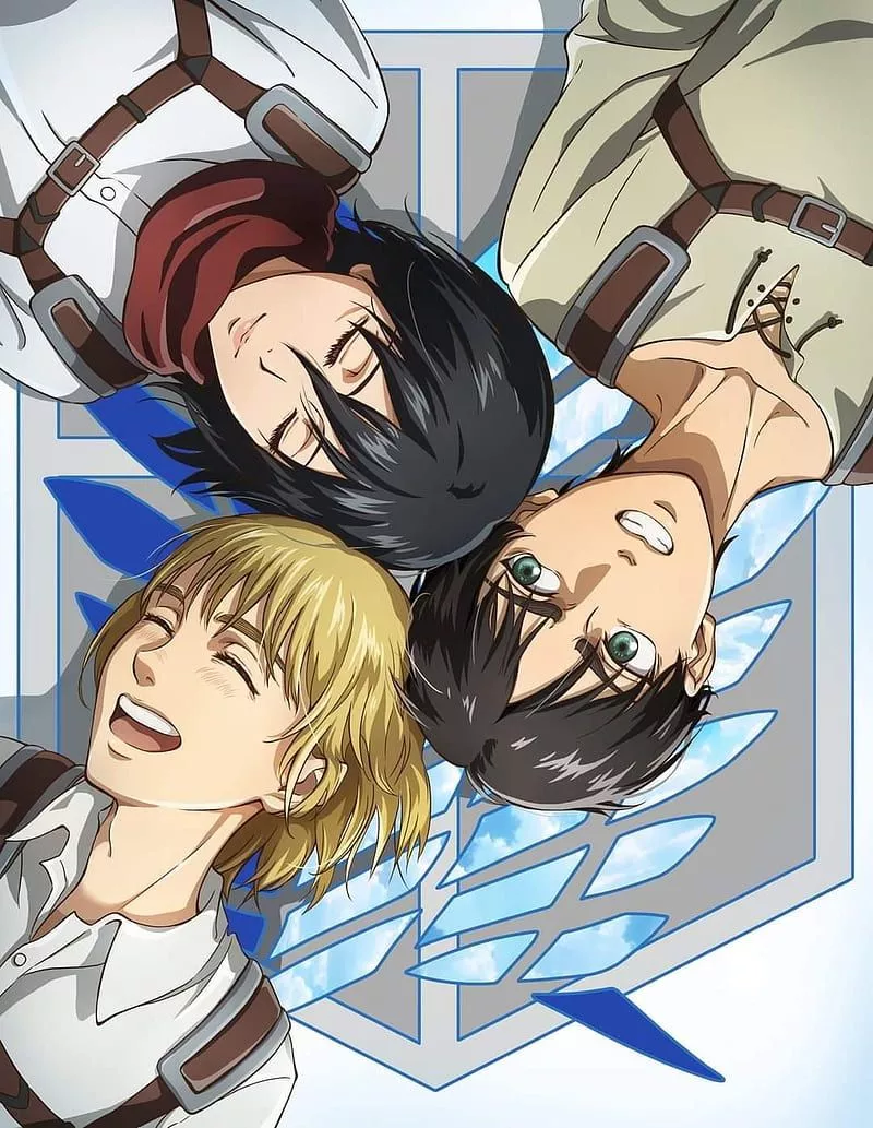 Attack on Titan, anime, armin, eren, mikasa, shingeki no kyojin, HD phone wallpaper