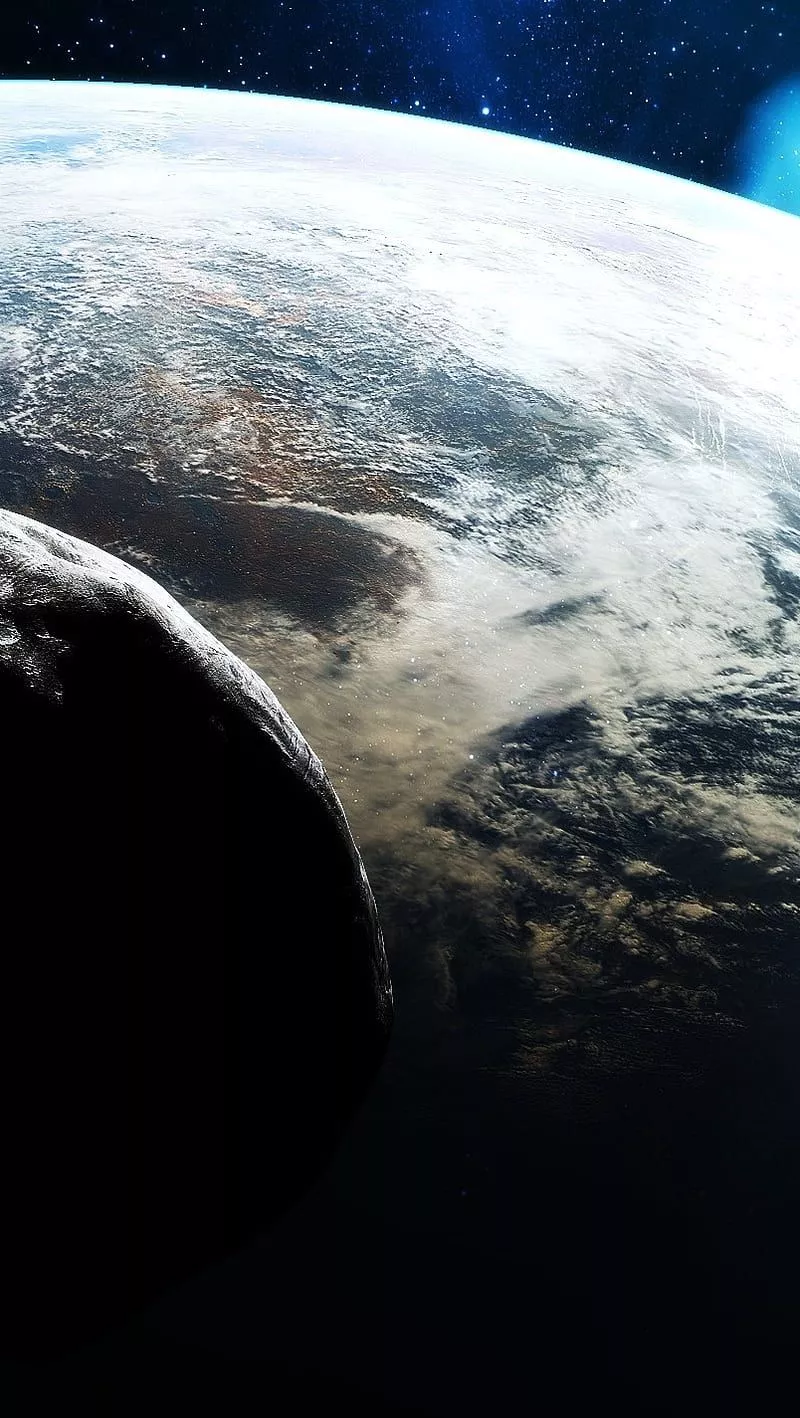 Earth asteroid, blue, inpact, space, HD