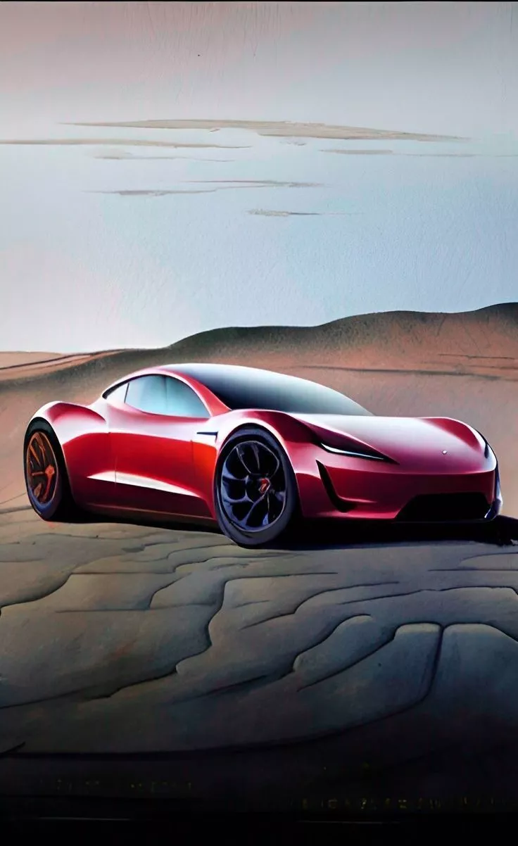 Tesla Roadster On Mars A.I Art Wallpaper